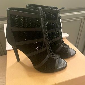 Joie lace up, heeled booties with peep toe